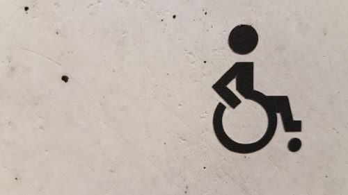 The wheelchair symbol used for signage